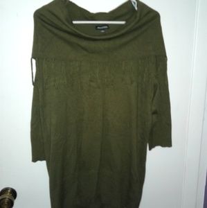 Green Tunic Fringe Sweater